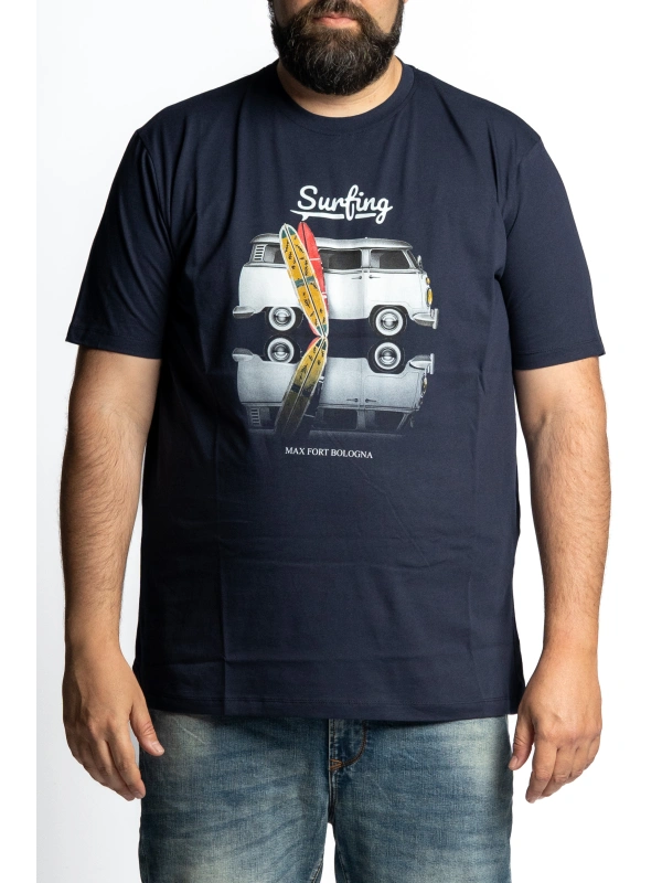 MAXFORT PLUS SIZE T-SHIRT WITH SURFING VAN PRINT