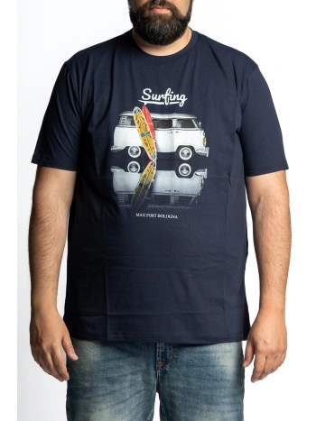MAXFORT PLUS SIZE T-SHIRT WITH SURFING VAN PRINT