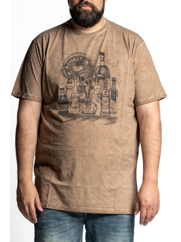 PLUS SIZE T-SHIRT WITH VINTAGE WHISKEY PRINT MAXFORT