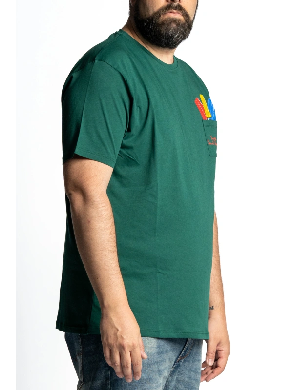 PLUS SIZE T-SHIRT WITH ICE CREAM PRINT AND MAXFORT POCKET 2