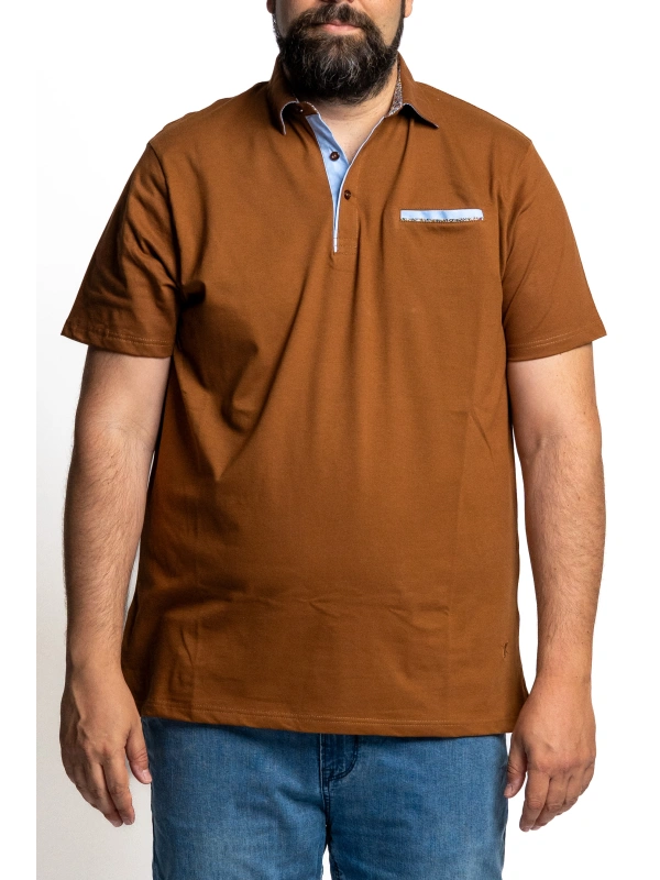 MEN'S STRETCH POLO SHIRT, PLUS SIZE, WITH CONTRASTING DETAILS | MAXFORT