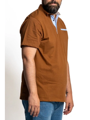 MEN'S STRETCH POLO SHIRT, PLUS SIZE, WITH CONTRASTING DETAILS | MAXFORT
