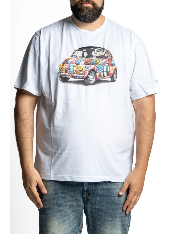 MAXFORT PLUS SIZE T-SHIRT WITH VINTAGE CAR PRINT