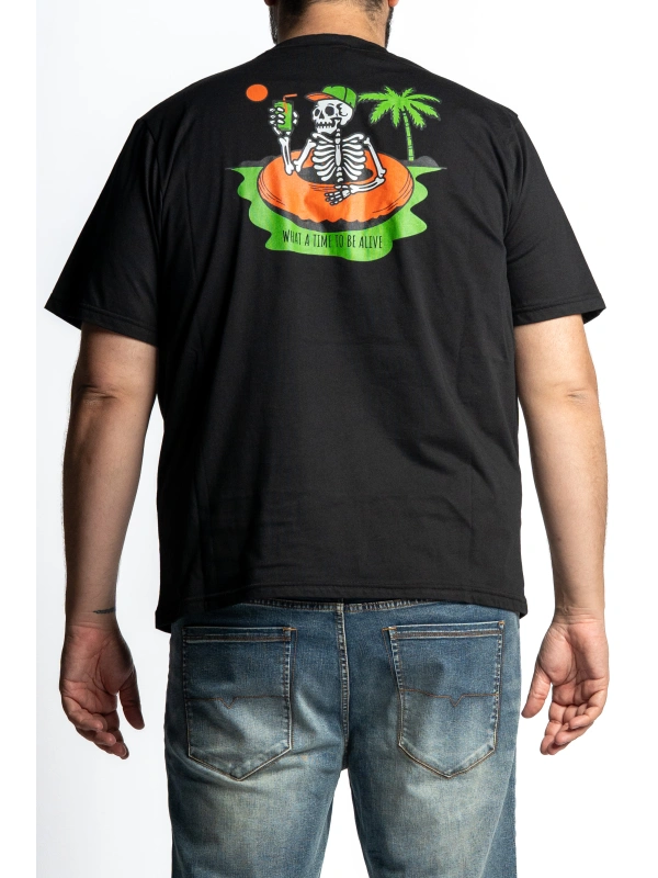 BLACK MAXFORT SKELETON T-SHIRT WHAT A TIME TO BE ALIVE BL38