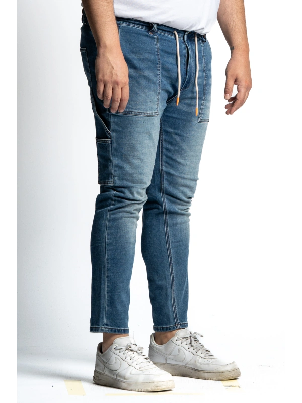 B38631 JEANS CARGO STRETCH TAGLIE FORTI MAXFORT BLOCCO 38