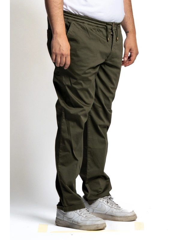 PLUS SIZE STRETCH PANTS WITH ELASTIC AND DRAWSTRING