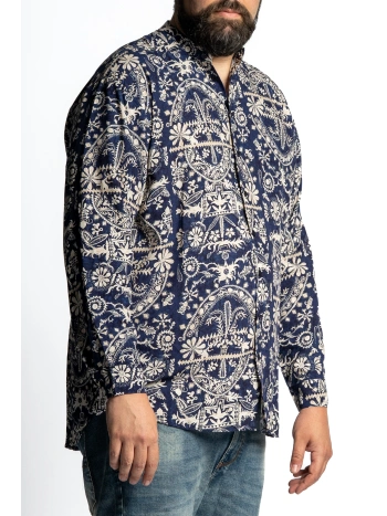 PLUS SIZE SHIRT WITH KOREAN COLLAR AND VISCOSE PATTERN