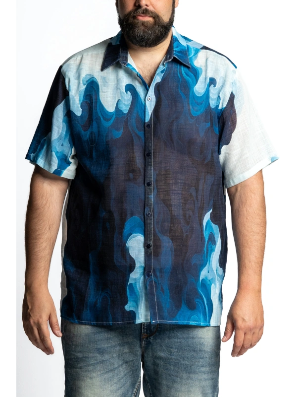 MAXFORT MEN'S PLUS SIZE WAVE PRINT SHIRT