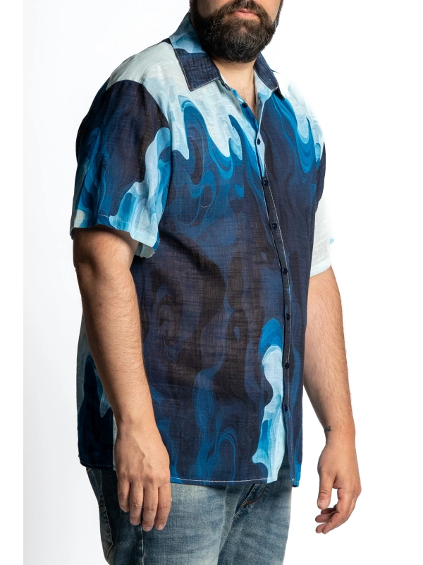 CAMICIA TAGLIE FORTI UOMO STAMPA A ONDE MAXFORT