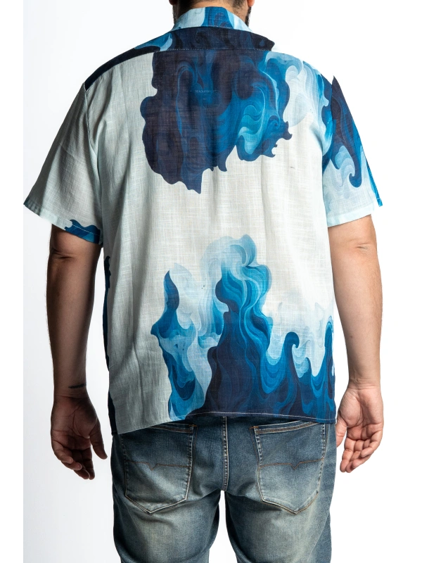 CAMICIA TAGLIE FORTI UOMO STAMPA A ONDE MAXFORT