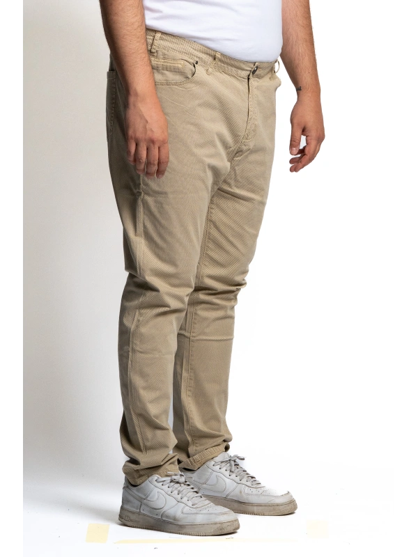 5-POCKET PRINTED STRETCH TROUSERS, PLUS SIZES