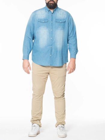 MAXFORT PLUS SIZE WESTERN DENIM SHIRT WITH SNAPS