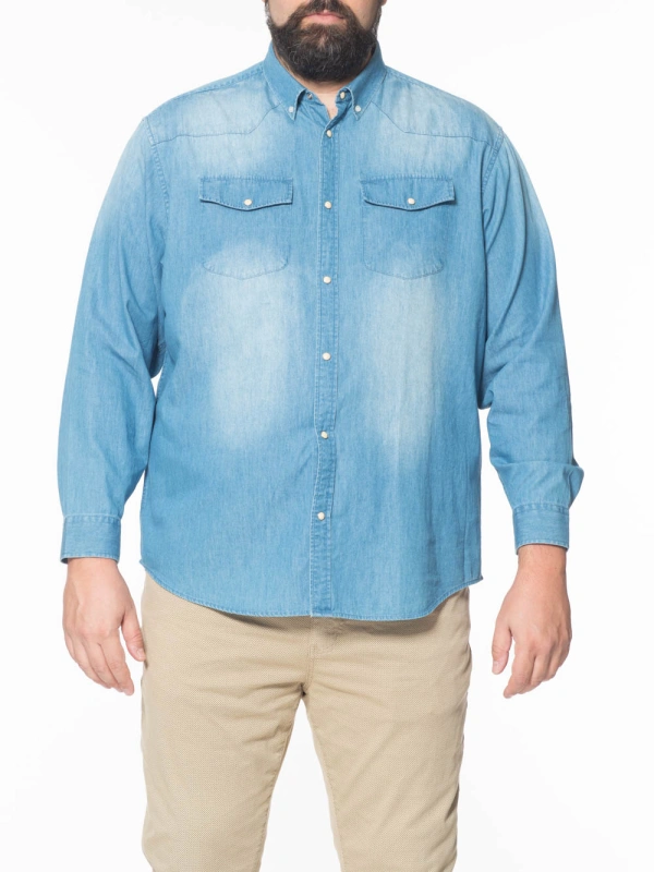 MAXFORT PLUS SIZE WESTERN DENIM SHIRT WITH SNAPS
