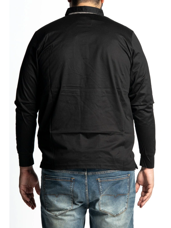 MEN'S LONG-SLEEVED POLO SHIRT WITH CONTRAST DETAILS IN PLUS SIZES | MAXFORT