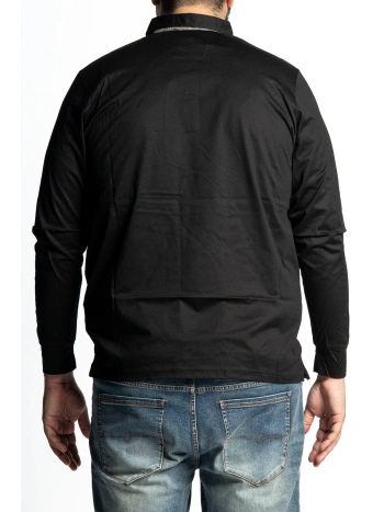 MEN'S LONG-SLEEVED POLO SHIRT WITH CONTRAST DETAILS IN PLUS SIZES | MAXFORT