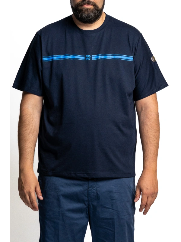 PLUS SIZE T-SHIRT WITH FRONT STRIPE PRINT PRESTIGIO MAXFORT