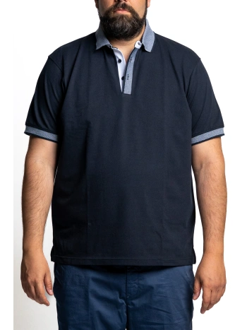 POLO UOMO TAGLIE FORTI STRETCH CON COLLETTO A CONTRASTO | MAXFORT