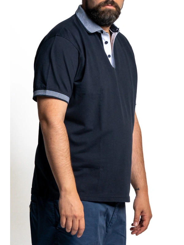 MEN'S PLUS-SIZE STRETCH POLO SHIRT WITH CONTRAST COLLAR | MAXFORT