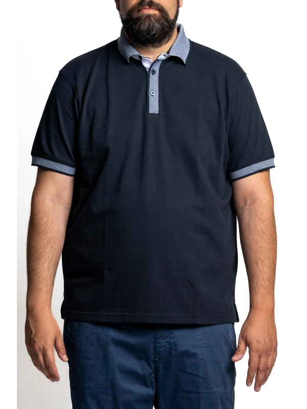 POLO UOMO TAGLIE FORTI STRETCH CON COLLETTO A CONTRASTO | MAXFORT