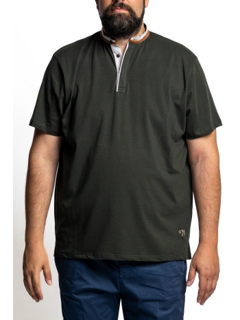 MAXFORT STRETCH T-SHIRT WITH KOREAN COLLAR, PLUS SIZES