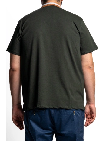 MAXFORT STRETCH T-SHIRT WITH KOREAN COLLAR, PLUS SIZES