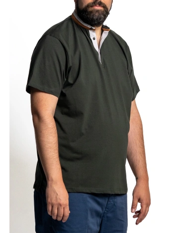 MAXFORT STRETCH T-SHIRT WITH KOREAN COLLAR, PLUS SIZES