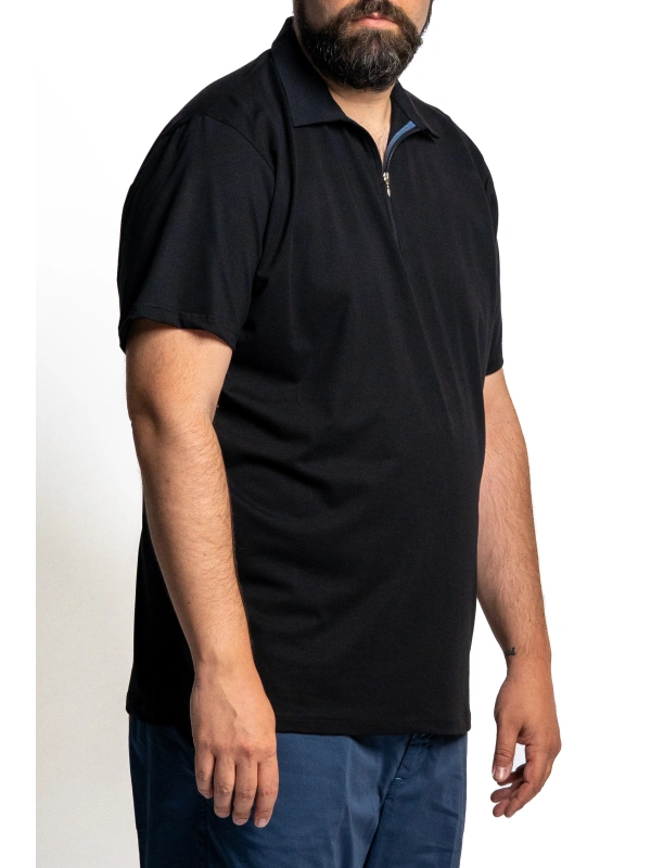 MEN'S PLUS-SIZE STRETCH ZIP-UP POLO SHIRT | MAXFORT