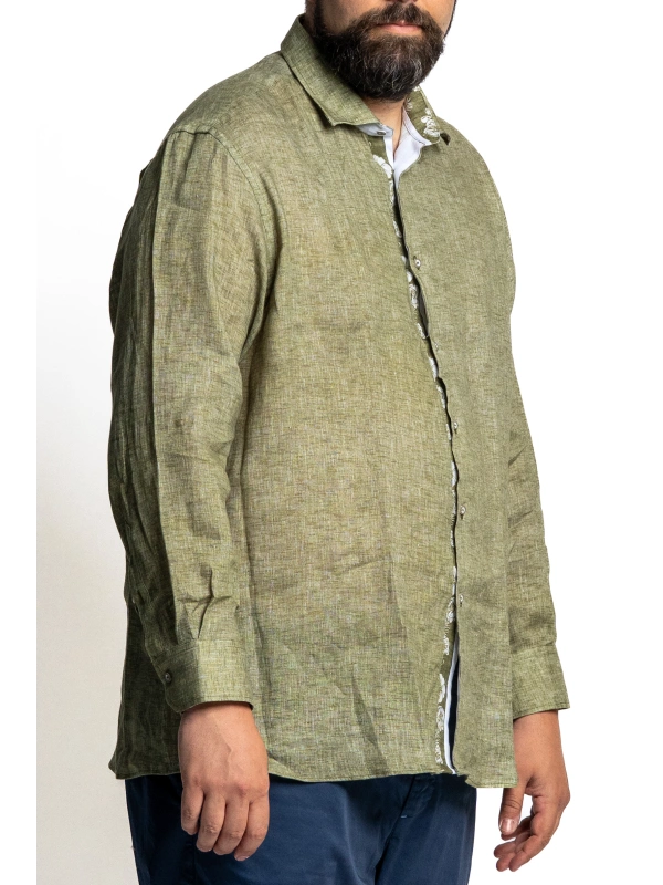 MAXFORT PRESTIGIO LONG-SLEEVED LINEN BLEND PLUS-SIZE SHIRT