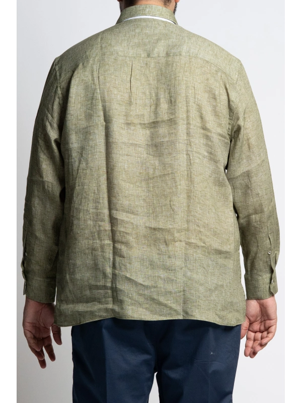 MAXFORT PRESTIGIO LONG-SLEEVED LINEN BLEND PLUS-SIZE SHIRT