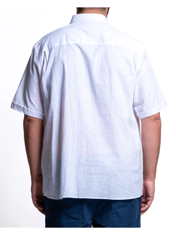 PLUS SIZE LINEN BLEND SHORT SLEEVE PRESTIGE POCKET SHIRT