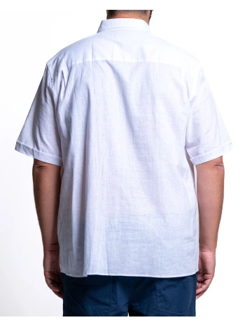 PLUS SIZE LINEN BLEND SHORT SLEEVE PRESTIGE POCKET SHIRT