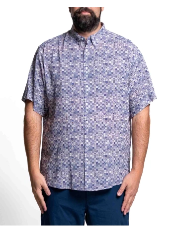 TEANO VISCOSE SHIRT WITH ALL-OVER PRINT AND SHORT SLEEVES