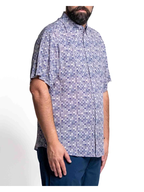 TEANO CAMICIA VISCOSA STAMPA ALL OVER MEZZE MANICHE