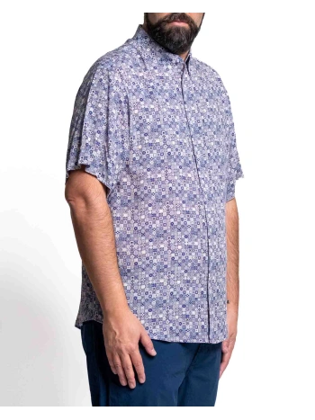 TEANO VISCOSE SHIRT WITH ALL-OVER PRINT AND SHORT SLEEVES