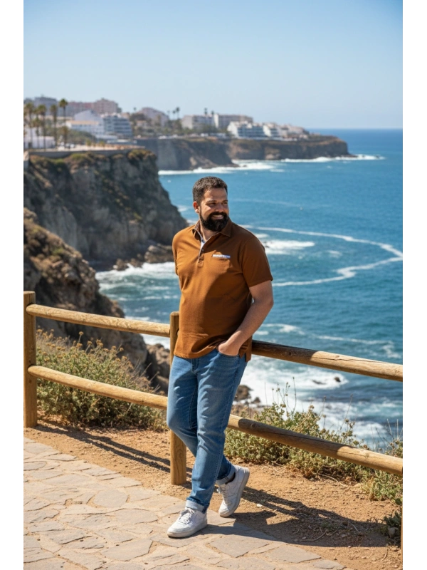 MEN'S STRETCH POLO SHIRT, PLUS SIZE, WITH CONTRASTING DETAILS | MAXFORT