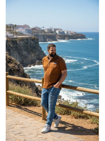 MEN'S STRETCH POLO SHIRT, PLUS SIZE, WITH CONTRASTING DETAILS | MAXFORT