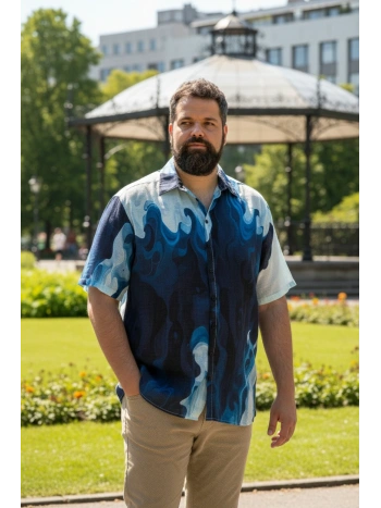 CAMICIA TAGLIE FORTI UOMO STAMPA A ONDE MAXFORT