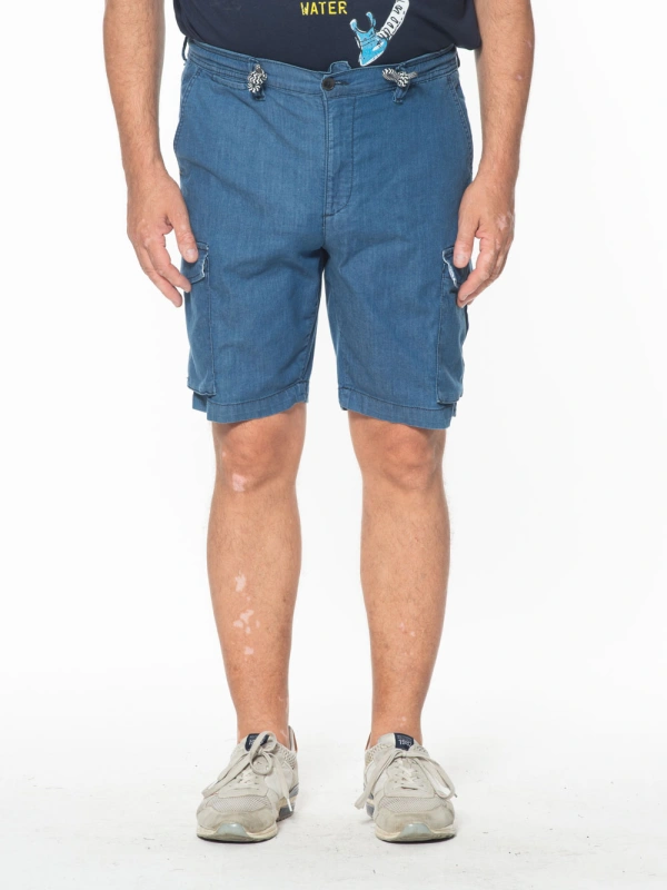 PLUS SIZE STRETCH CARGO BERMUDA SHORTS WITH DRAWSTRING