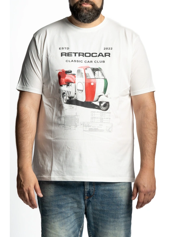 T-SHIRT TAGLIE FORTI RETRO' CAR EASYMAXFORT TRICOLORE