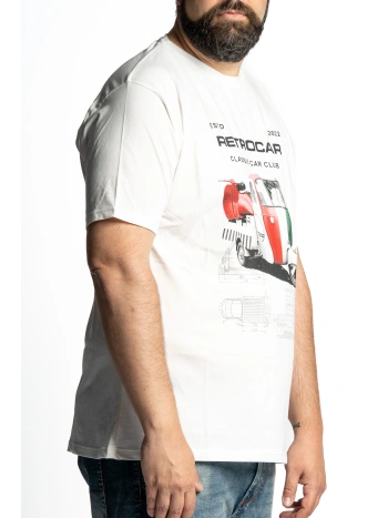 PLUS SIZE RETRO CAR EASYMAXFORT TRICOLOR T-SHIRT