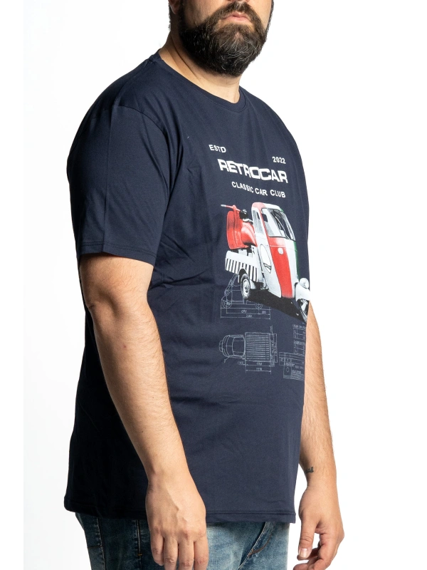 PLUS SIZE RETRO CAR EASYMAXFORT TRICOLOR T-SHIRT