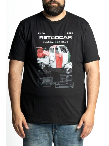 PLUS SIZE RETRO CAR EASYMAXFORT TRICOLOR T-SHIRT