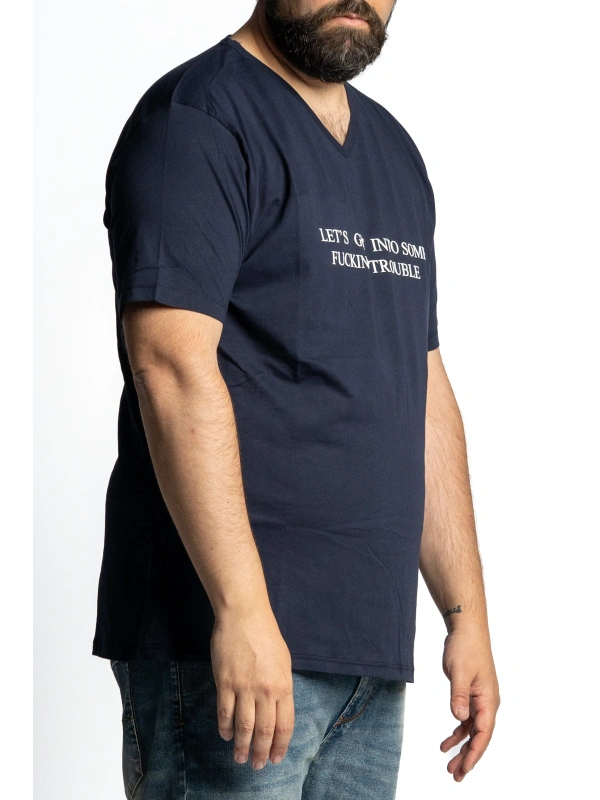 E2837 F***ING TROUBLE V-NECK T SHIRT 2