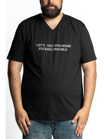 E2837 F***ING TROUBLE V-NECK T SHIRT
