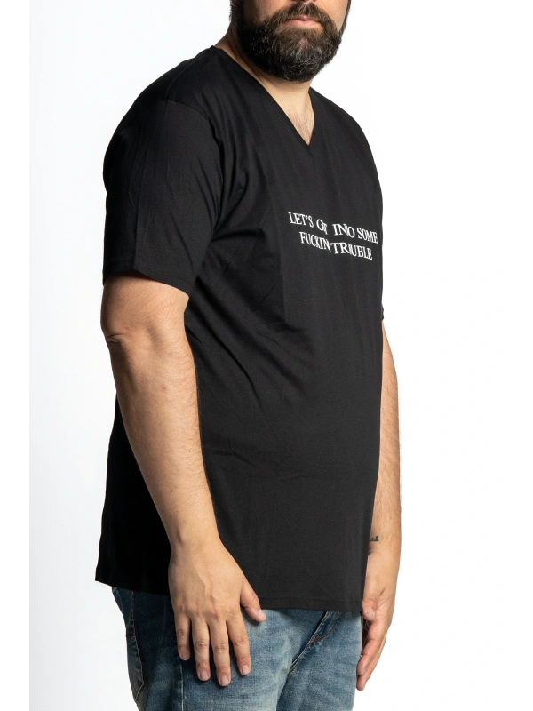E2837 F***ING TROUBLE V-NECK T SHIRT