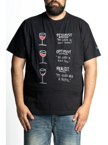 MAXFORT PLUS SIZE T-SHIRT WINE GLASS PESSIMIST OPTIMIST