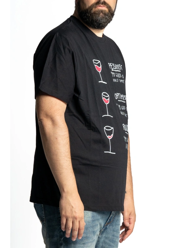 MAXFORT T-SHIRT TAGLIE FORTI CALICE VINO PESSIMIST OPTIMIST