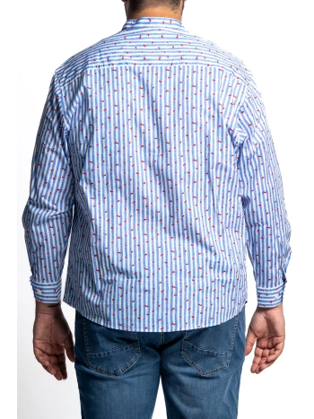 CAMICIA COREANA TAGLIE FORTI UOMO STRETCH A RIGHE CILIEGIE