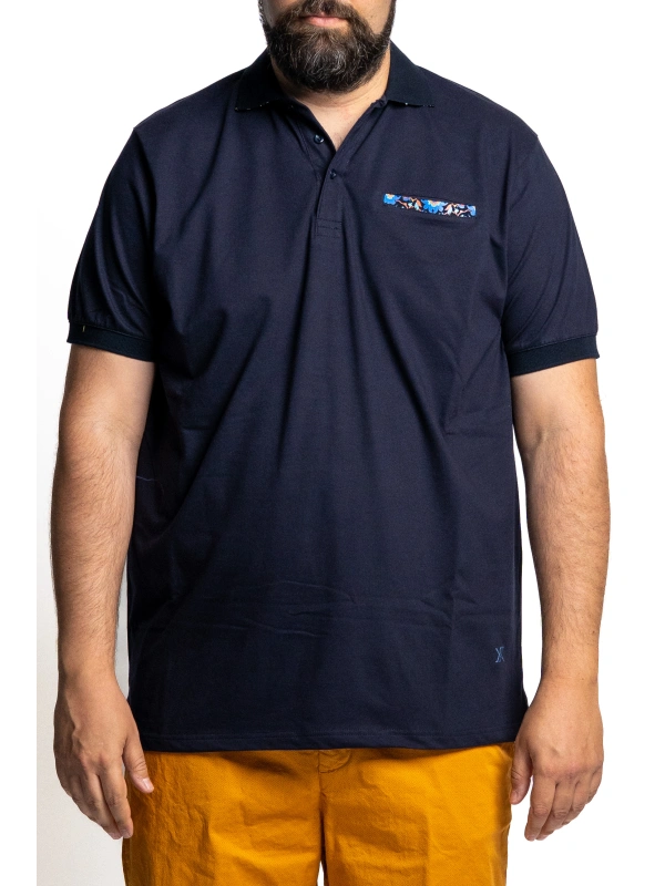 43255 STRETCH PIQUET POLO WITH PATTERNED INSERTS