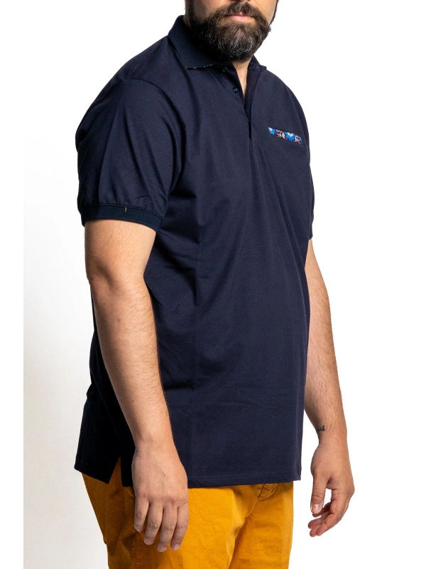 43255 STRETCH PIQUET POLO WITH PATTERNED INSERTS